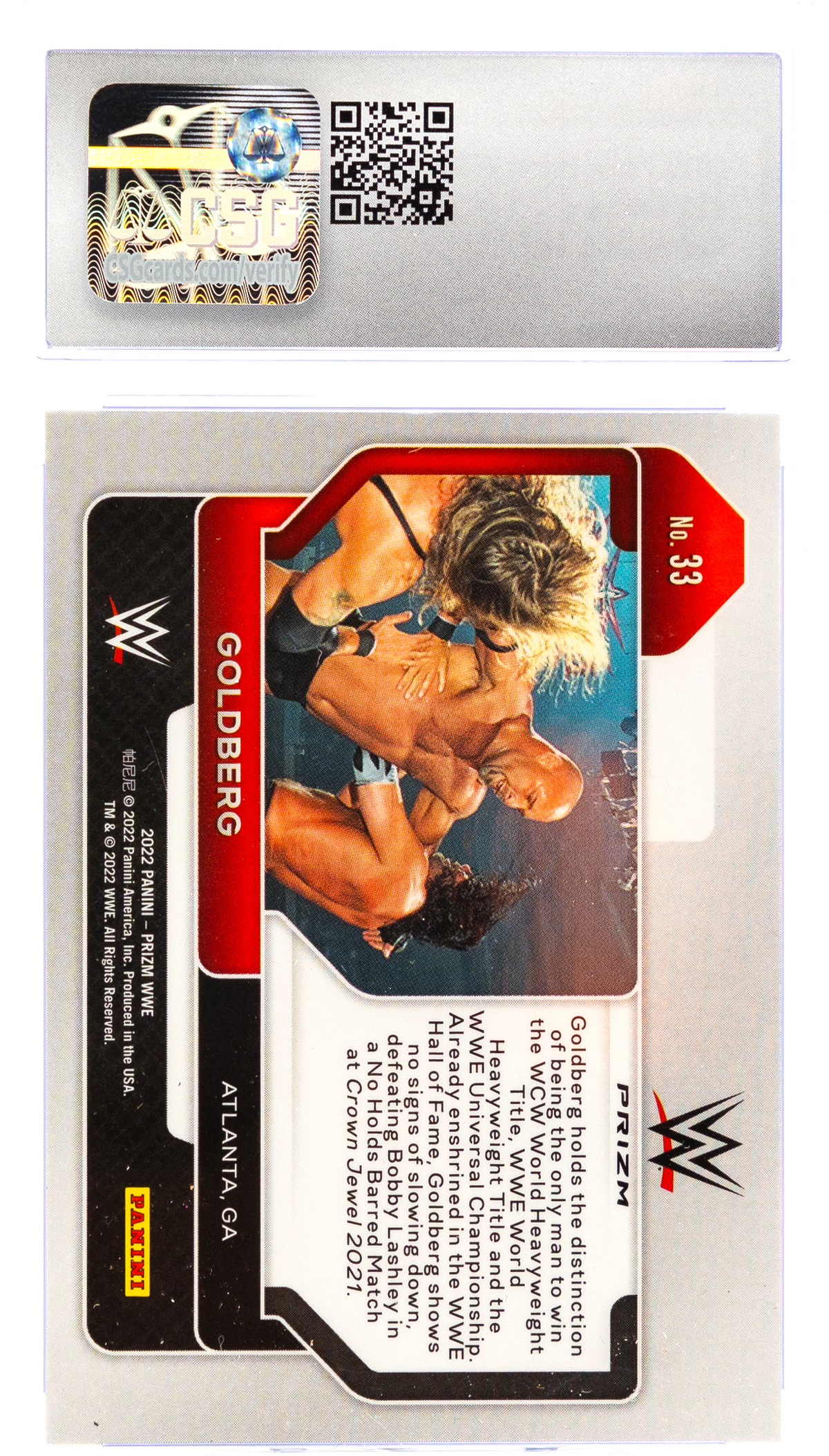 2022 Panini Prizm WWE - Goldberg 33 - Red White & Blue - CSG CGC 9