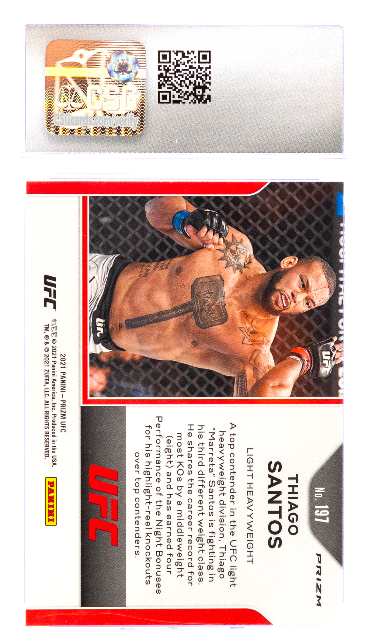 2021 Panini Prizm UFC - Thiago Santos 197 - Silver - CSG CGC 9.5