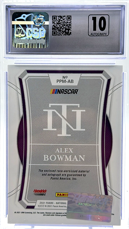 2021 Panini National Treasures - Alex Bowman PPM-AB - Premium Patches Midnight Autos /25 - CSG CGC 8 / 10