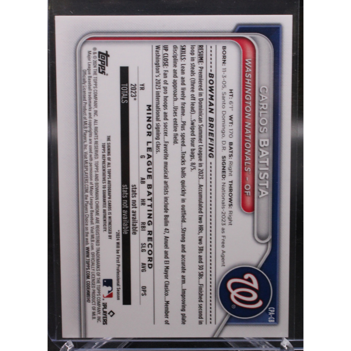 2024 Topps Bowman Chrome Baseball - Carlos Batista CPA-CB - 1st Bowman Orange Shimmer Auto /25