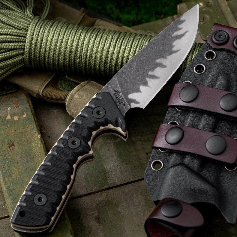Steel Fixed Blade Knife – Tiger Edge A8 Tactical with Tiger-Pattern 60 HRC with G10 Handle