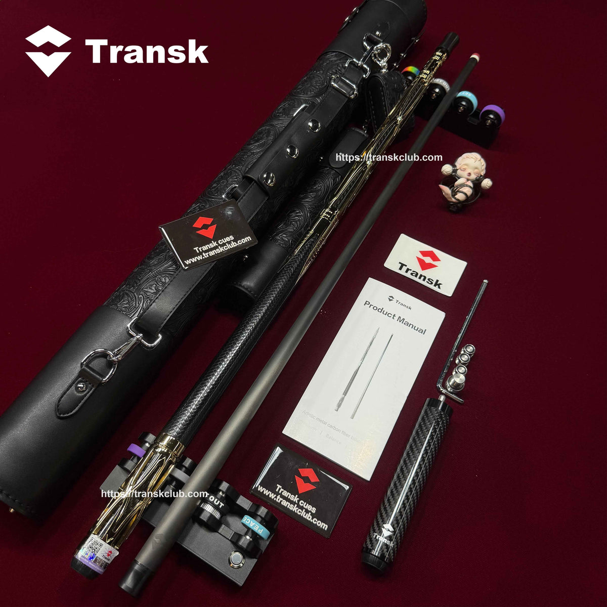 Transk Metal Carbon Fiber Pool Cue Case Set - 10.5/11.8/12.5mm Tip, Adjustable Weight, Gold/Red/Purple Options, Professional Billiard Stick for Advanced Players