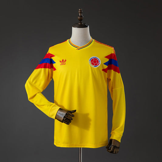 Colombia Originals Home Jersey 1990 Retro Long Sleeves Football Kit Soccer Shirt