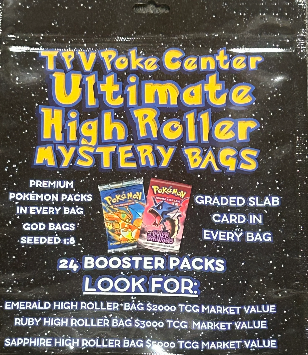 Pokemon TPVPOKE Ultimate High Roller Mastery Bag - Includes 24 PACKS and 1 Graded Slab