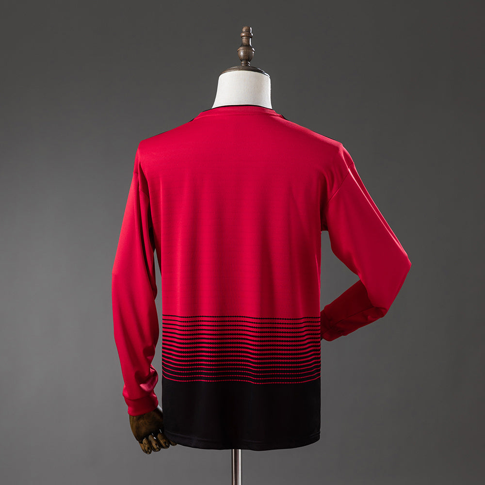 Manchester United Home Jersey 2018/19 Retro Long Sleeves Football Kit Soccer Shirt