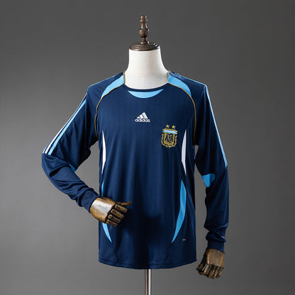 Argentina Home Jersey 2006 Retro Football Kit Long Sleeves Soccer Shirt