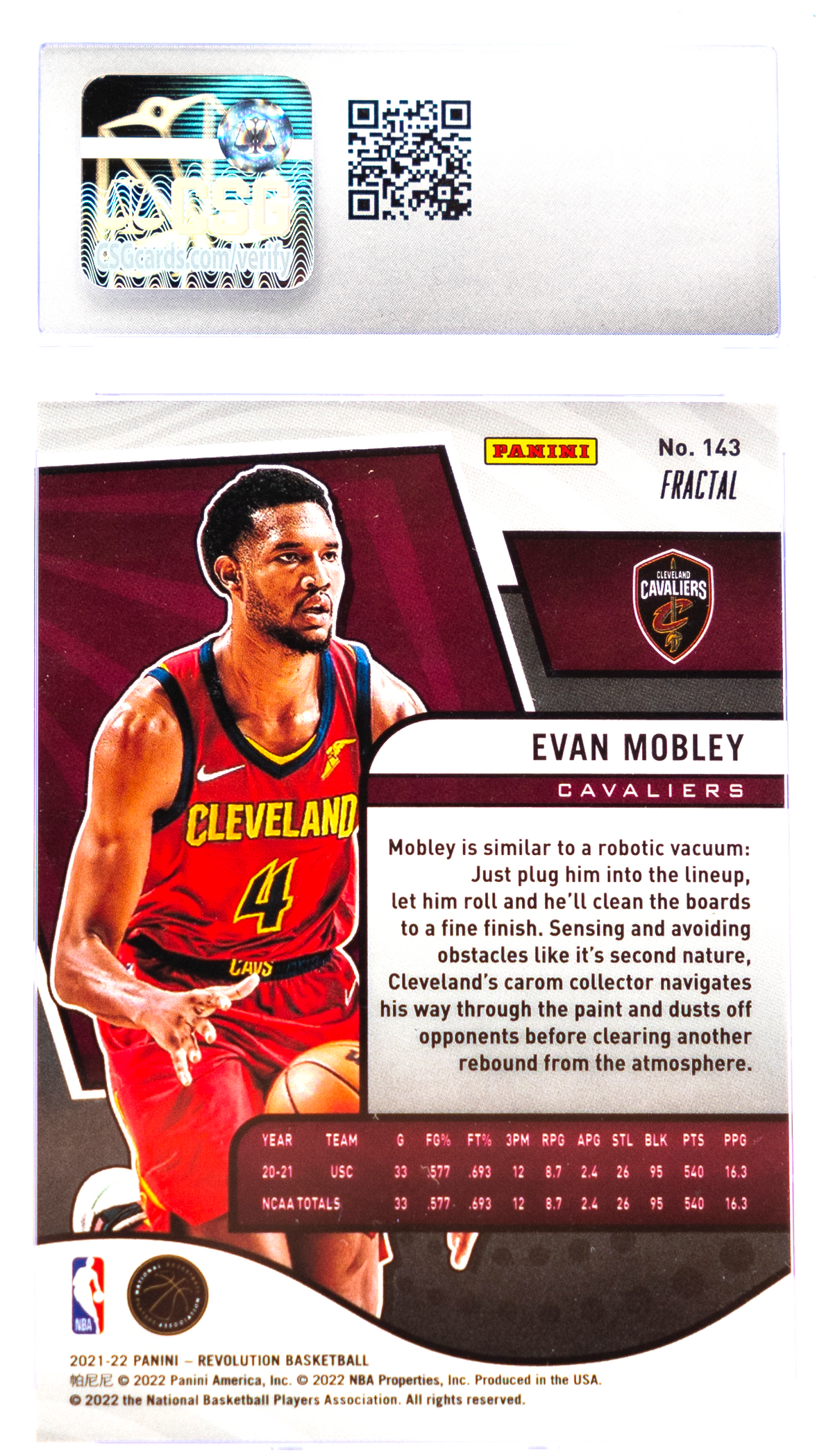 2021-22 Panini Revolution - Evan Mobley 143 - Fractal - CSG 10