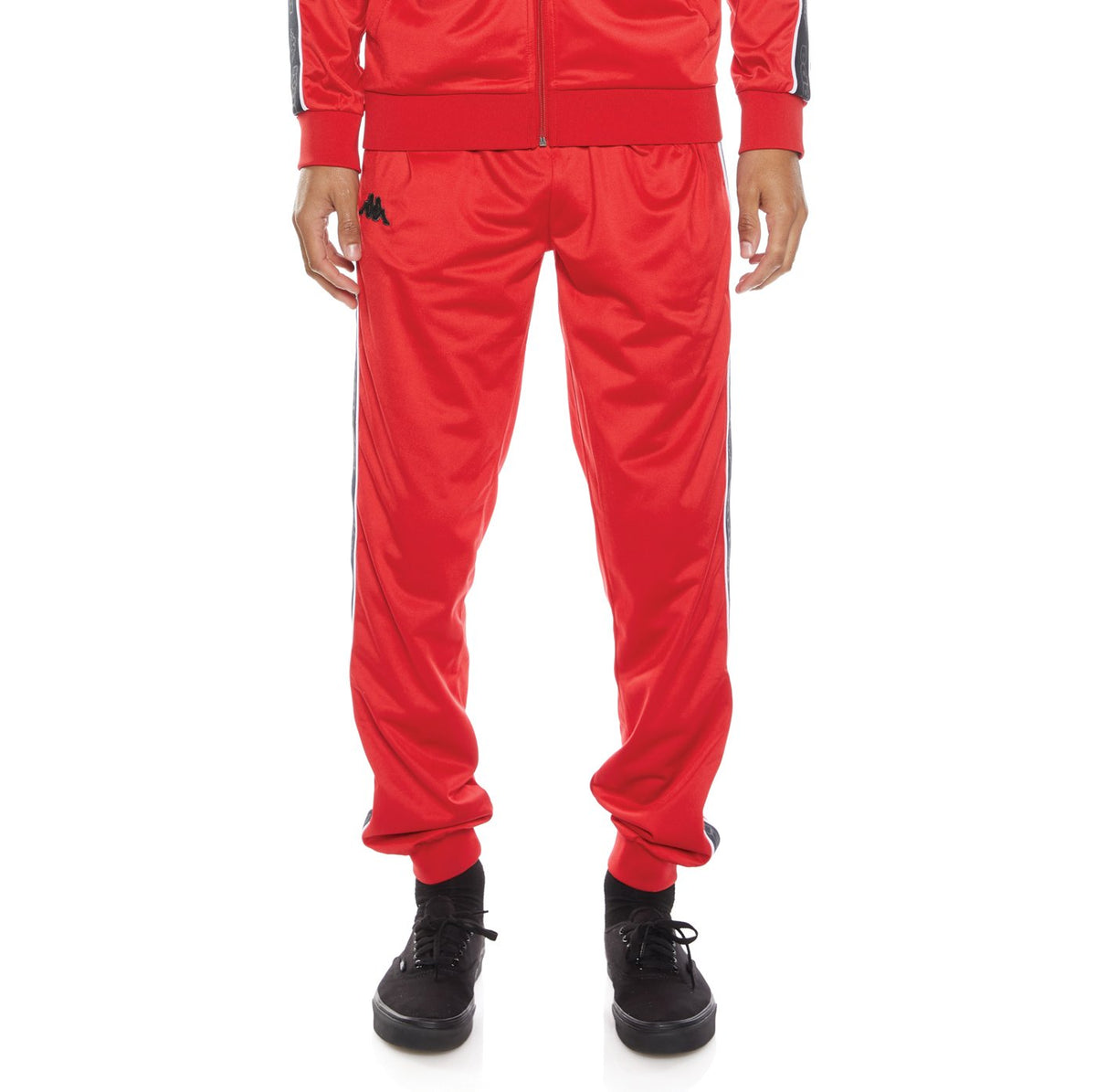 KAPPA LOGO TAPE ALIC 2 TRACKPANTS - RED BLACK GREY