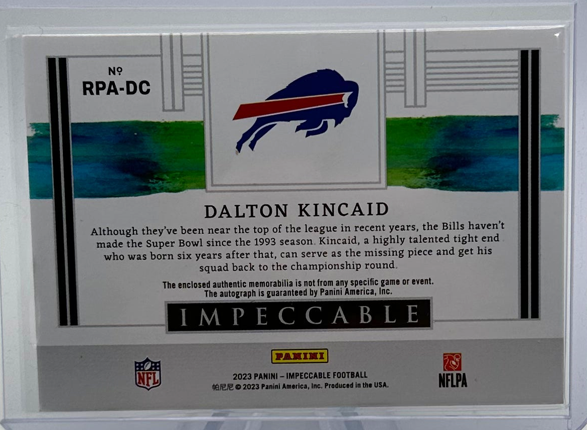 2023 Panini Impeccable Football - Dalton Kincaid RPA-DC - Gold RPA /25