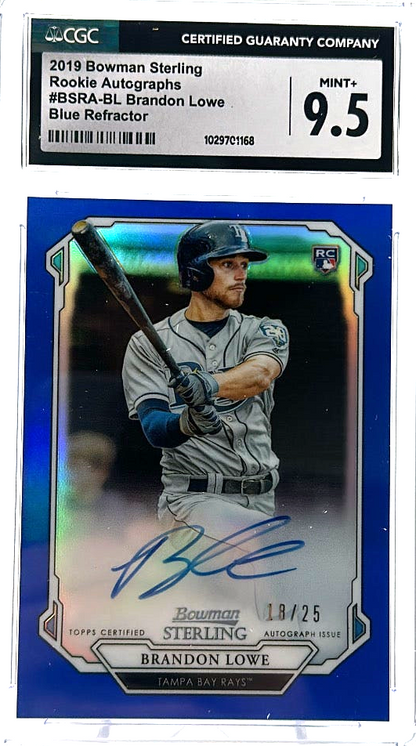 2019 Bowman Sterling - Brandon Lowe BSRA-BL - Blue Refractor /25 - CGC 9.5 /10