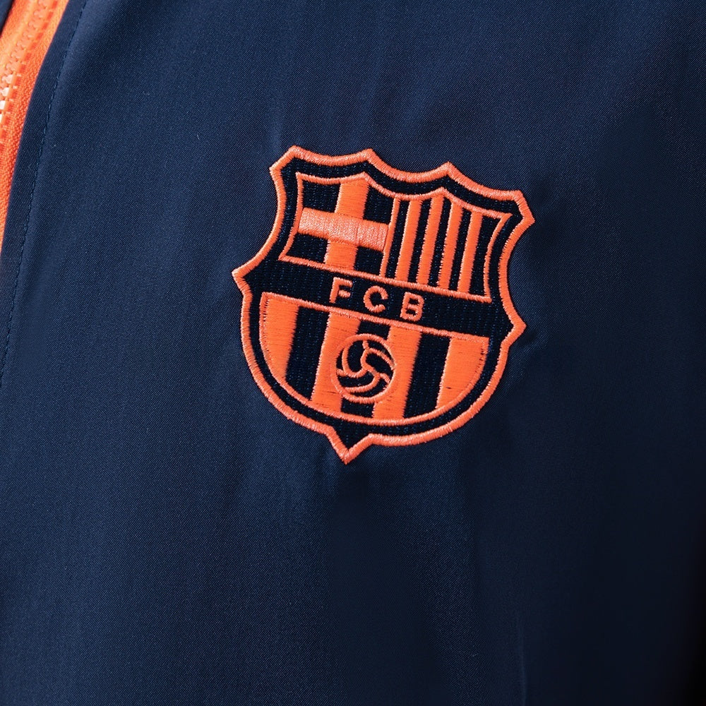 Barcelona Windbreaker 2025/26 Navy Blue & Orange Football Soccer Jacket