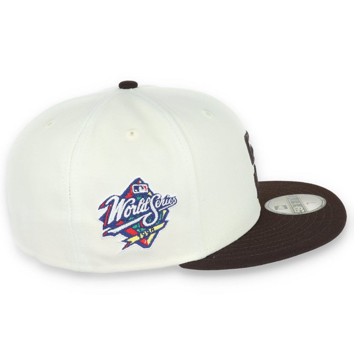 New Era San Diego Padres Patch Throwback 1998 World Series Patch 59FIFTY Fitted Ivory Hat-1