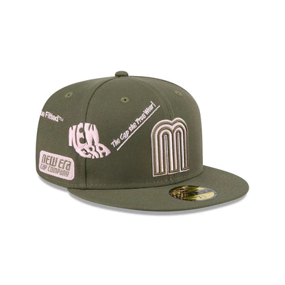 New Era Mexico Anniversary Series 59FIFTY Fitted Hat-Olive Green/Pink