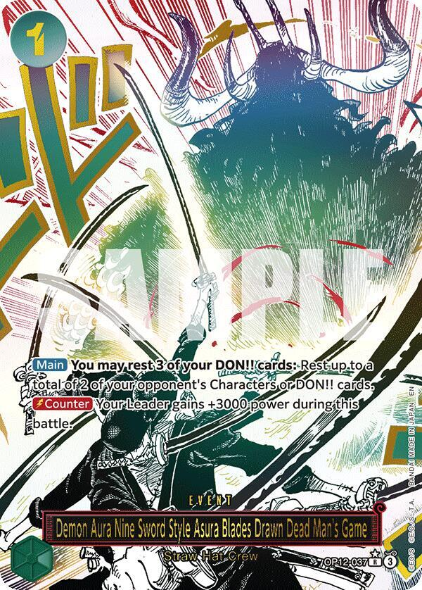 Demon Aura Nine Sword Style Asura Blades Drawn Dead Man's Game (Alternate Art) - Legacy of the Master (OP12)
