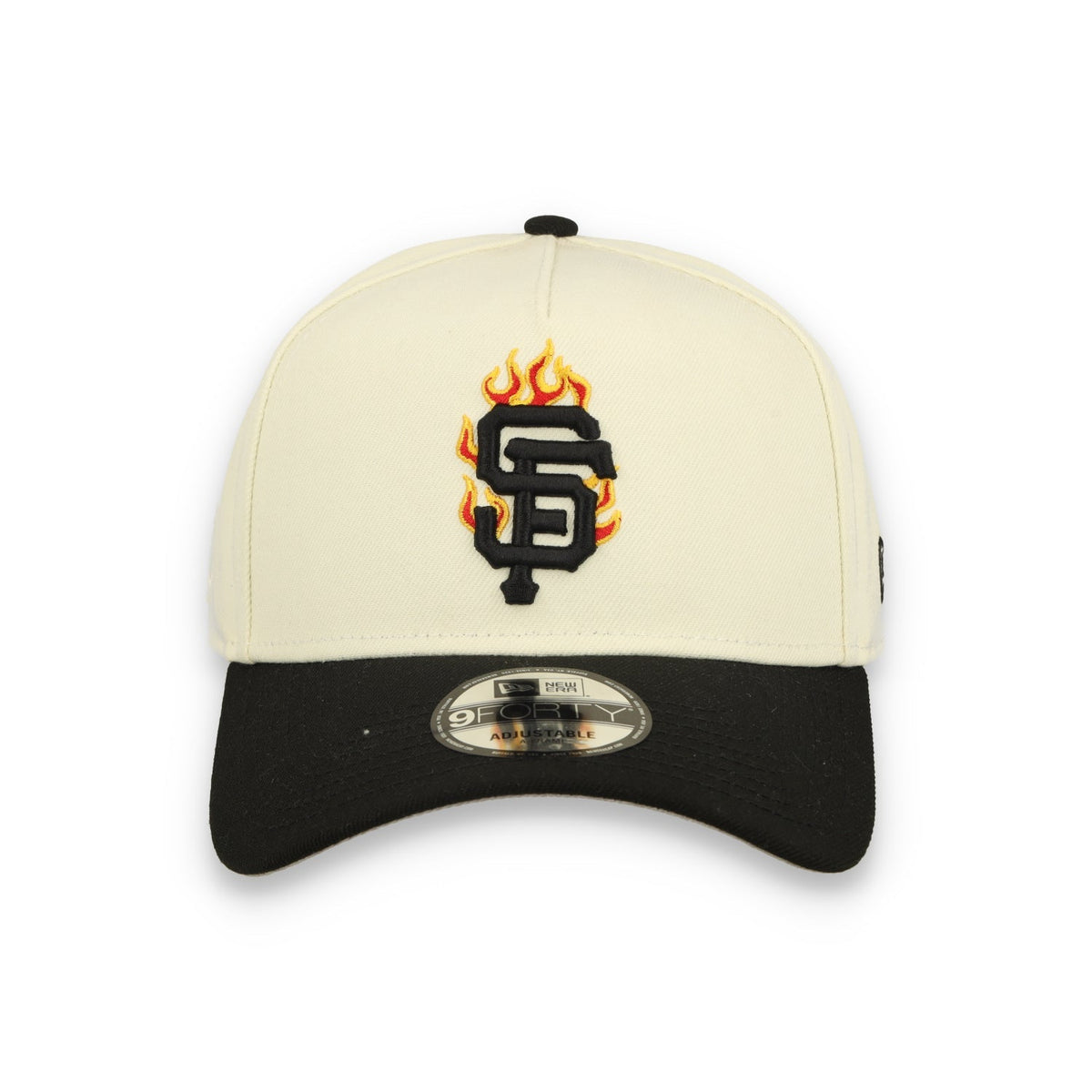 New Era San Francisco Giants Team Fire 9FORTY A-Frame Snapback Hat-Chrome White