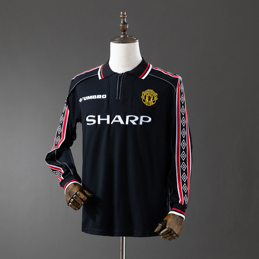 Manchester United Jersey 1998-99 Home Black Retro Kit Long Sleeves