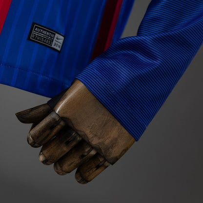 Barcelona Jersey 2016/17 Home Retro Football Kit Long Sleeves