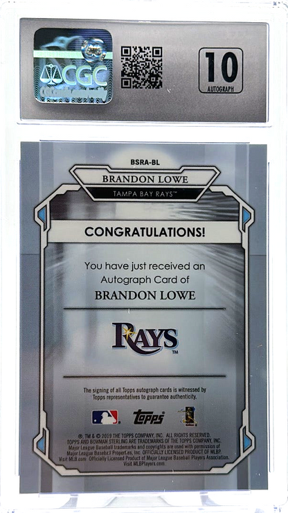 2019 Bowman Sterling - Brandon Lowe BSRA-BL - Blue Refractor /25 - CGC 9.5 /10
