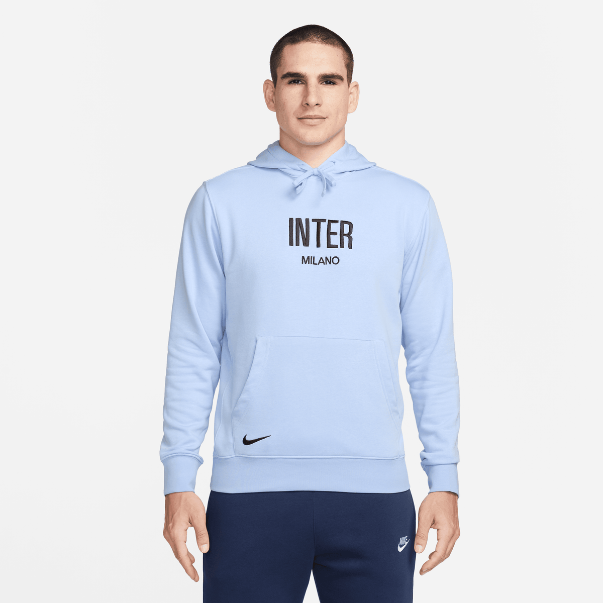 Nike Men's Inter Milan Club Fleece French Terry Pullover Hoodie-Light Marine/Black
