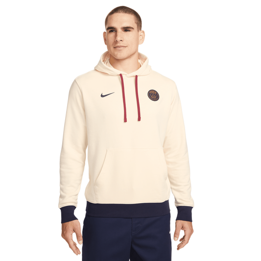 Nike Men's Paris Saint-Germain Fleece Hoodie-Coconut Milk/Blackened Blue