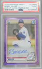 2020 Topps Bowman Draft - Bobby Miller CDA-BM - Purple Refractor /250 - PSA 9