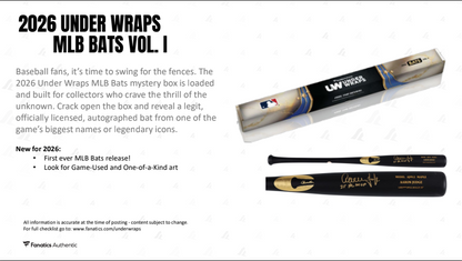 2026 Fanatics Under Wraps MLB Bats Volume-1 (Single Mystery Box)