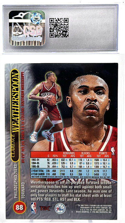 1996-97 Topps Stadium Club - Clarence Weatherspoon 88 - Matrix - CSG CGC 10