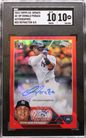 2023 Topps Chrome Update - Oswald Peraza AC-OP  - Red Refractor Auto /5 - SGC 10 / 10