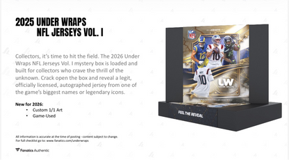 2026 Fanatics Under Wraps NFL Jersey Volume-1 (Single Mystery Box)