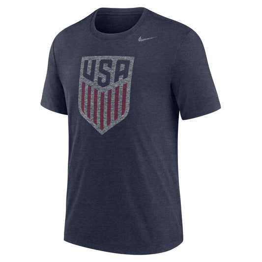 Nike USMNT Men's Distressed Primary Crest Logo Tri-Blend Soccer T-Shirt