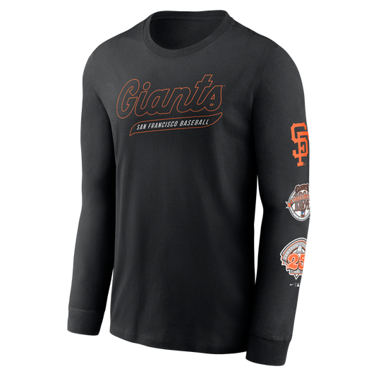Nike San Francisco Giants Cooperstown Collection Knockout Long Sleeve T-Shirt-Black