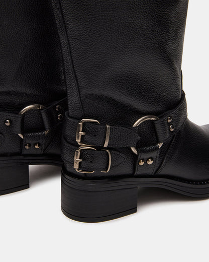 ASTOR BLACK LEATHER WIDE CALF