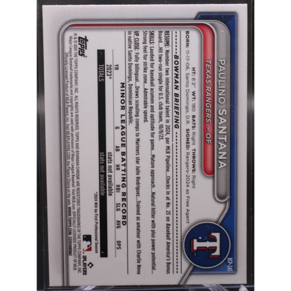 2024 Topps Bowman Chrome Baseball - Paulino Santana BCP-245 - 1st Bowman Green Shimmer /99