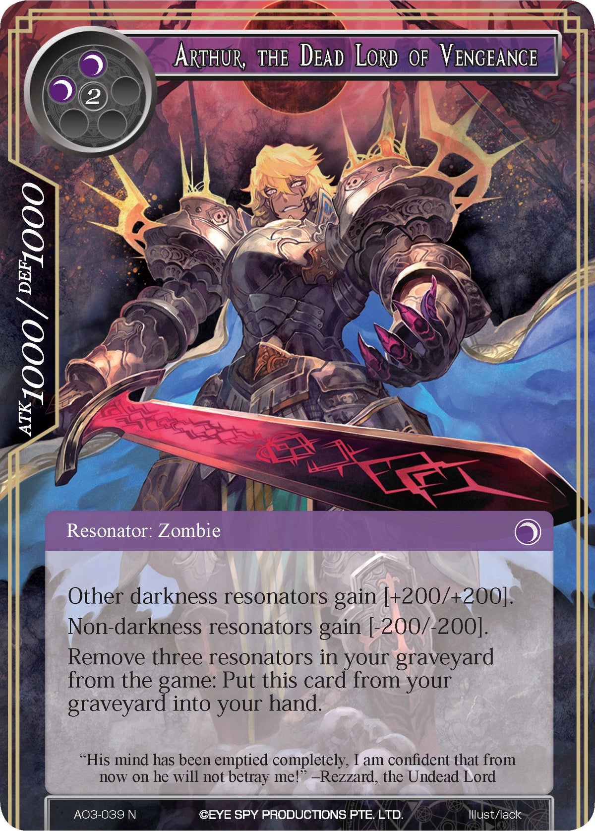 Arthur, the Dead Lord of Vengeance (AO3-039) [Alice Origin III]