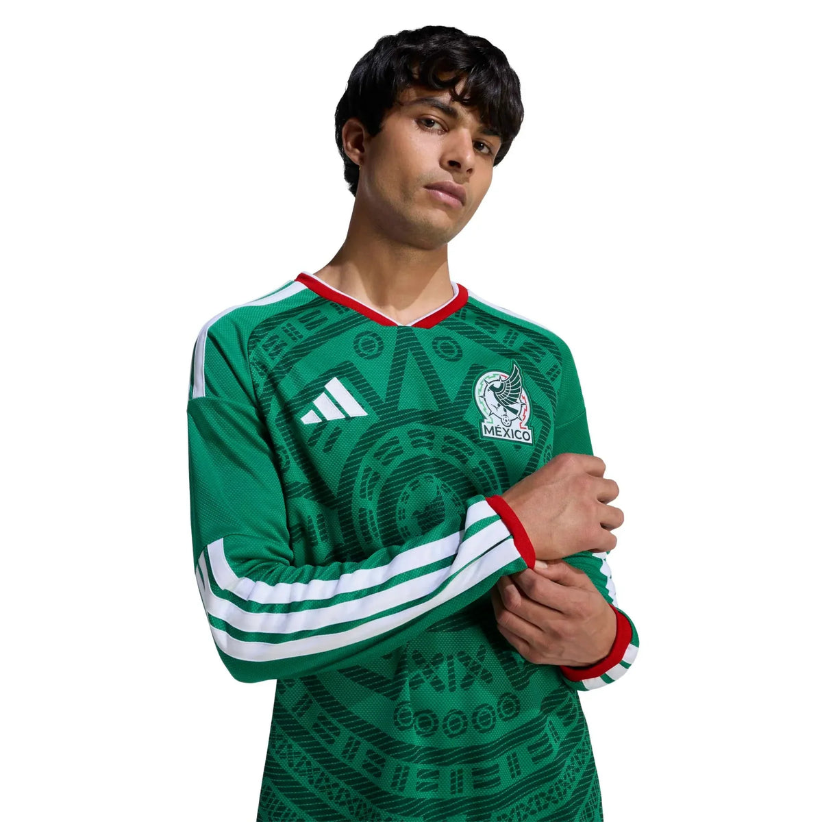 adidas 2026 Mexico Men's Stadium Home Long-Sleeve Soccer Jersey