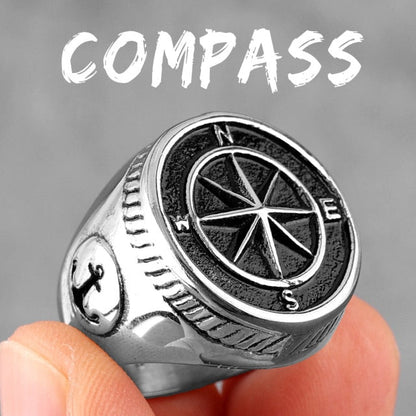 Anchor Compass Ring – Navigator Sailor Punk Hip Hop Statement