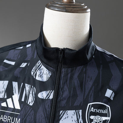 Arsenal Windbreaker 2025/26 Black Grey Football Kit