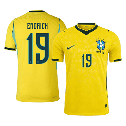 ENDRICK #19 Mens Brazil World Cup Home Jersey 2026 - Player Version (Slim Fit)