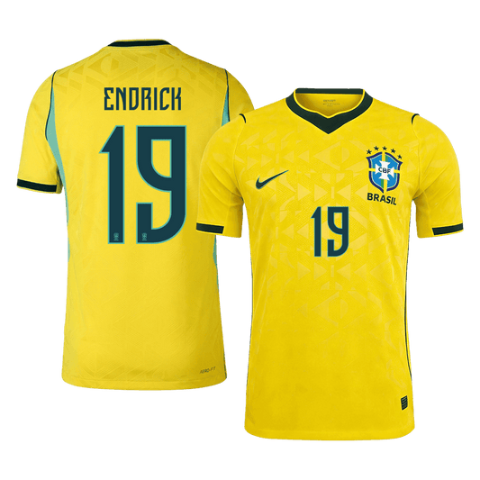 ENDRICK #19 Mens Brazil World Cup Home Jersey 2026 - Player Version (Slim Fit)