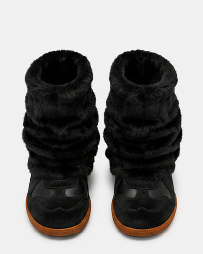 MAVIS FAUX FUR BLACK SUEDE