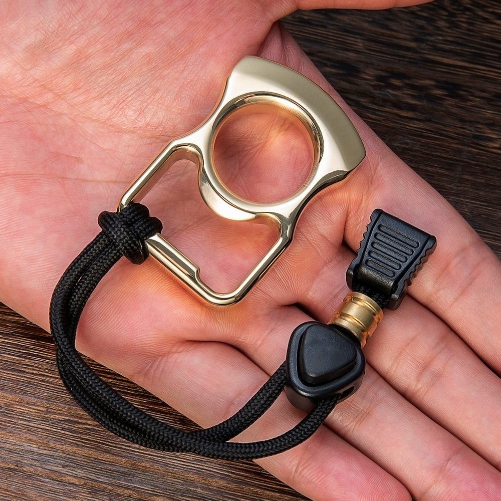 Brass Bottle Opener Knuckles – Ring with Single Finger Duster Self Defense with Tactical