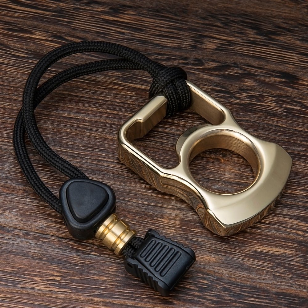 Brass Bottle Opener Knuckles – Ring with Single Finger Duster Self Defense with Tactical