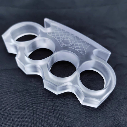 Brass Four Finger Knuckles – PVC Plastic Ultra-Thick 14mm with Clear Non-Metal 55g