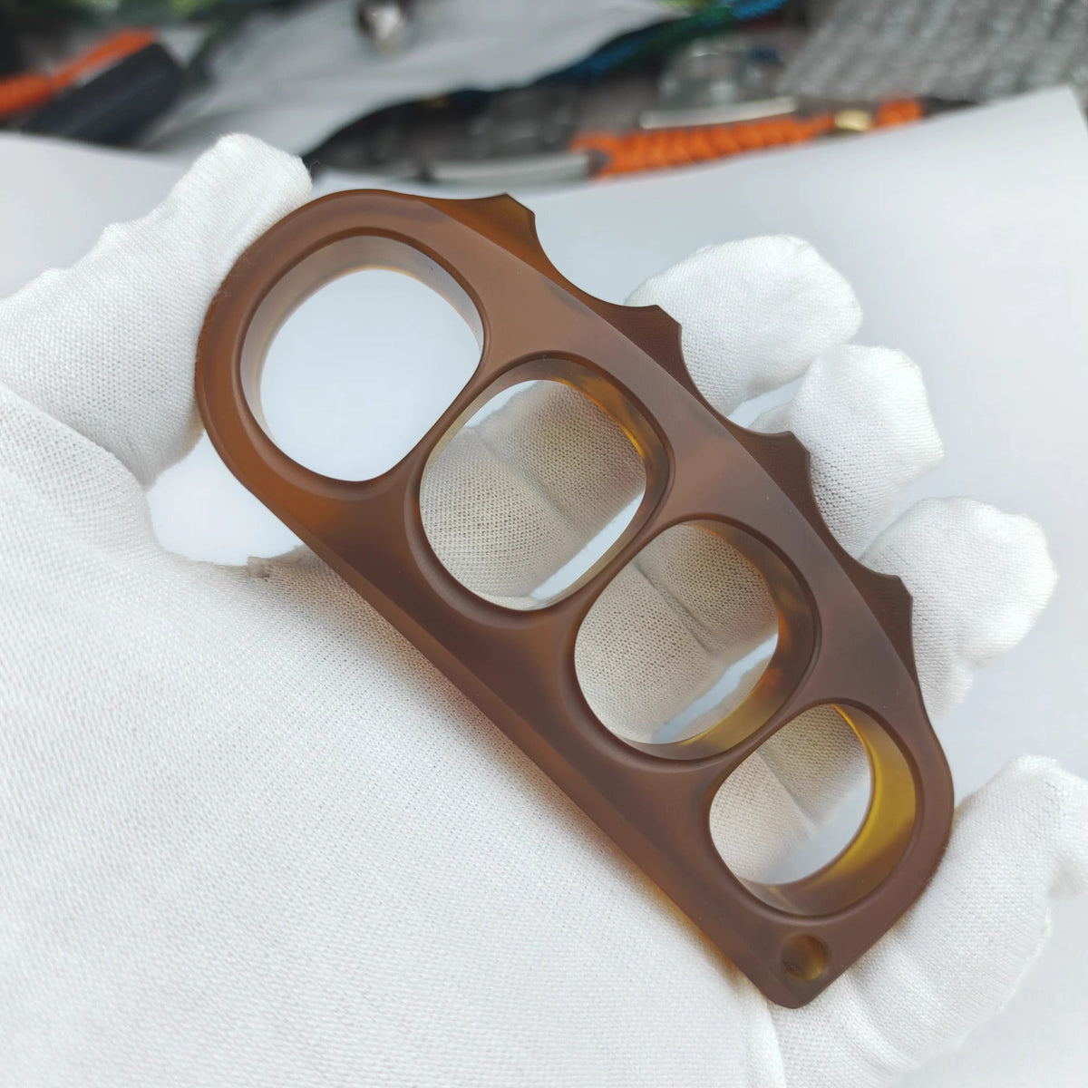 Brass Knuckles – Plastic with Pea Pod Duster Self Defense with Non-Metal Tactical 30g