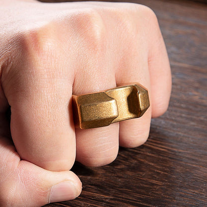 Brass Ring – H59 Single Finger with 15mm Thick Stonewash Wasteland Style Bottle Opener