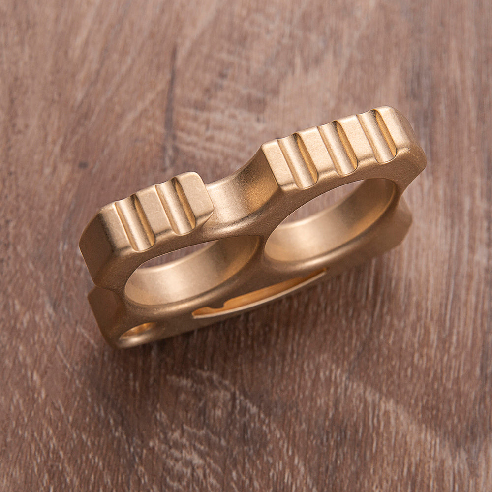 Brass Two Finger Knuckles – EDC with Little Devil Stonewash Gothic Compact Design