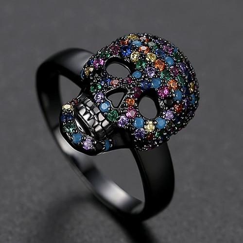 Calavera Skull Ring – CZ Crystal Iced Out Bling Gothic Punk Statement