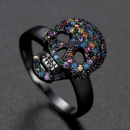 Calavera Skull Ring – CZ Crystal Iced Out Bling Gothic Punk Statement