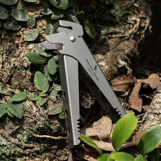 Camping Tool – Pure Titanium Tongs with 3-in-1 Pot Gripper, Bottle Opener & Wrench