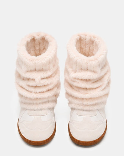 MAVIS FAUX FUR WHITE SUEDE